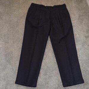 Gino Cappeli Dress Pants Navy Pleated Cuffed Sz 40x32 Vintage